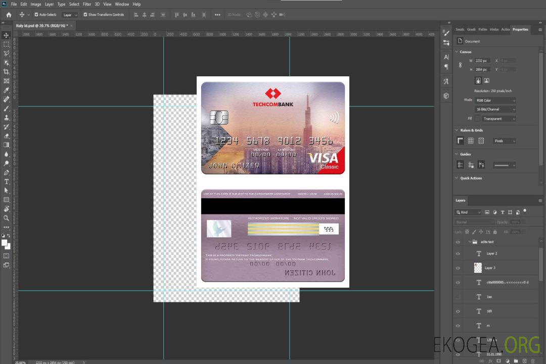 Carte visa classique Vietnam Techcombank template Carte visa classique Vietnam Techcombank template